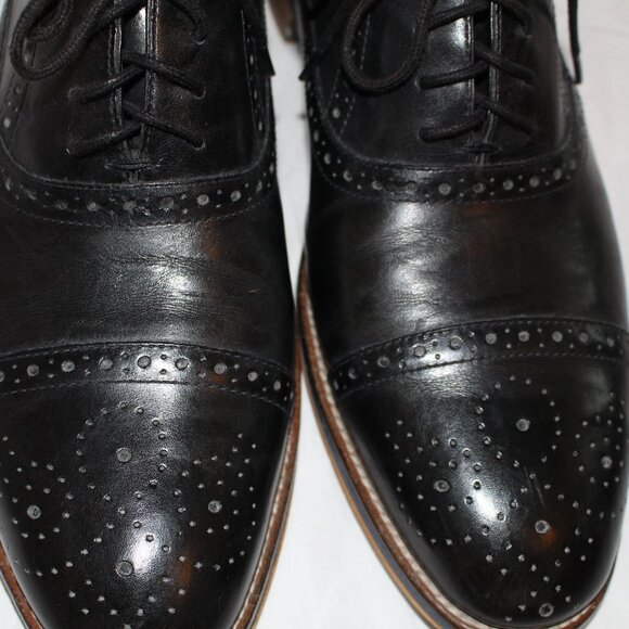 Johnston & Murphy Brogue/Wing Tip Style Black Lace Oxford Dress Shoe Men 11 - Picture 11 of 16